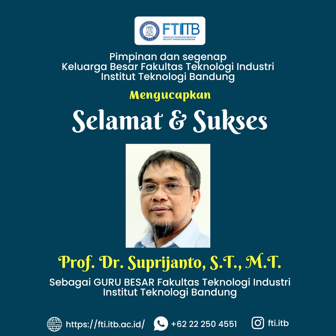 Ucapan Selamat Guru Besar Prof. Dr. Suprijanto, S.T., M.T.